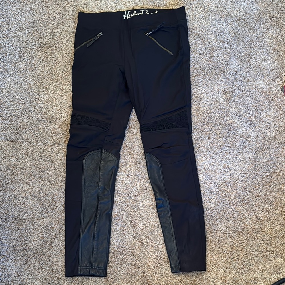 Black Moto Pants with Leather Panels